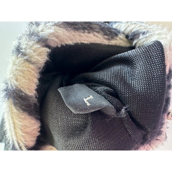 Altare Black Genuine Leather Gloves with Zebra Print Accents Women's LG - Picture 5 of 6